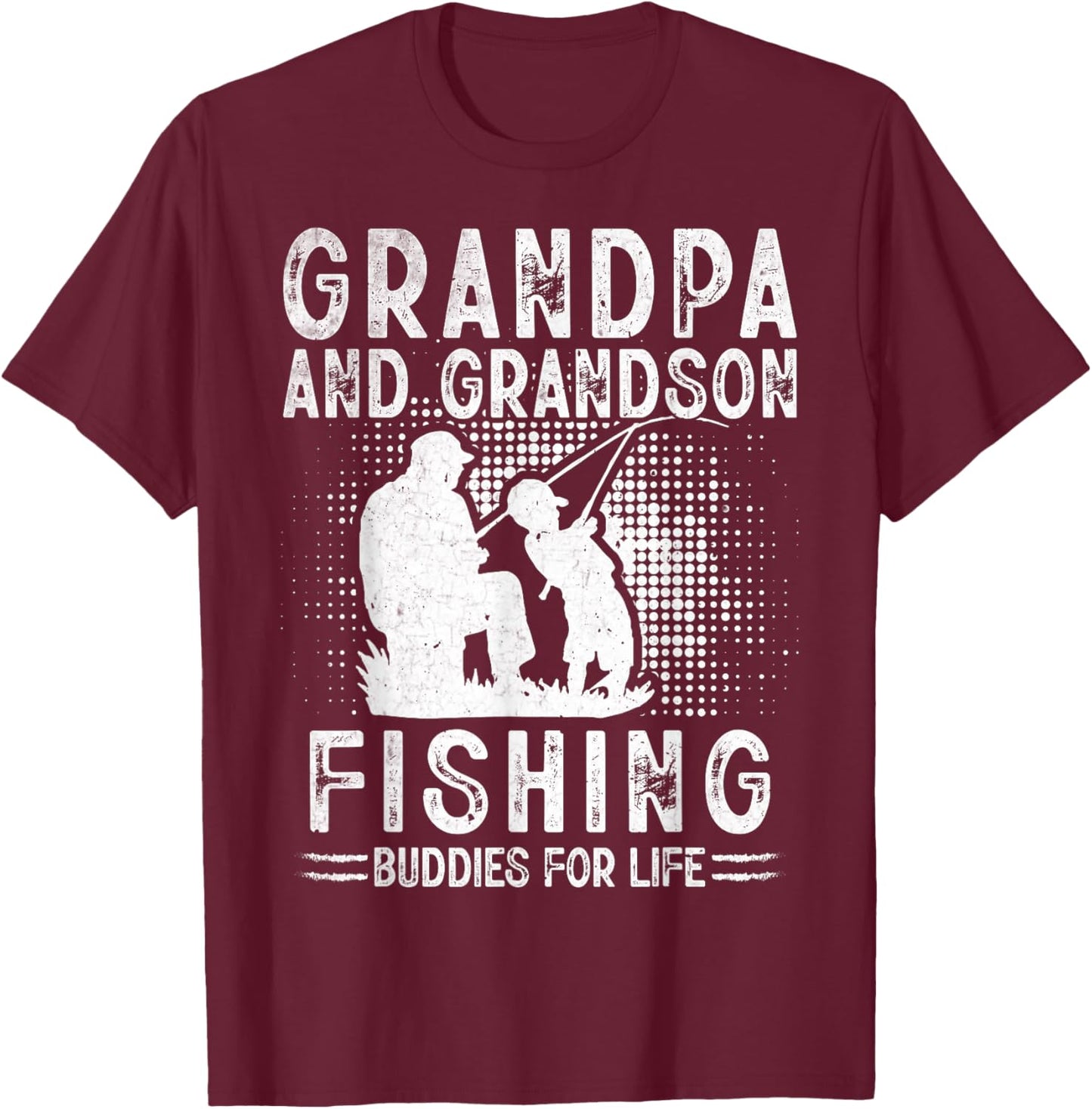 Grandpa and Grandson Fishing Buddies for Life Matching T-Shirt - T-Shirt | Maroon