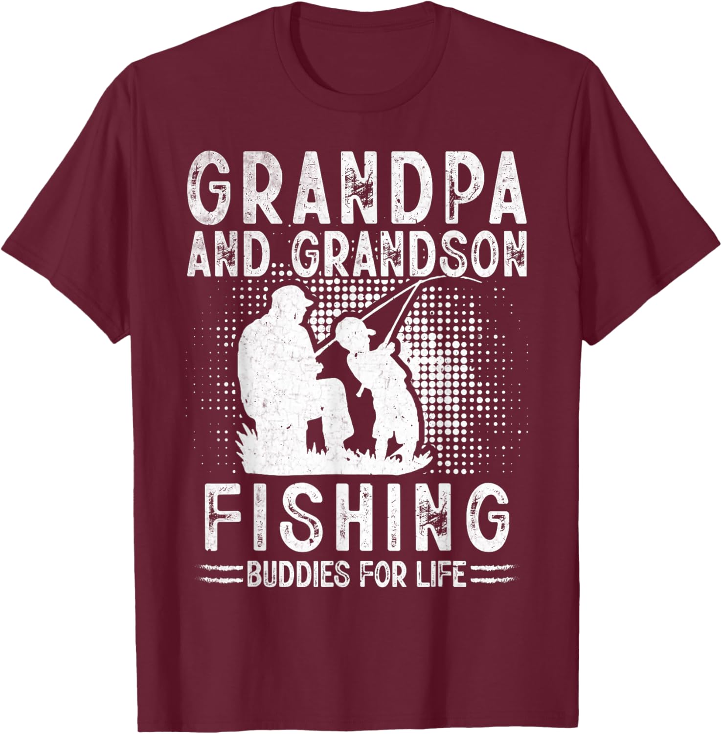 Grandpa and Grandson Fishing Buddies for Life Matching T-Shirt - T-Shirt | Maroon