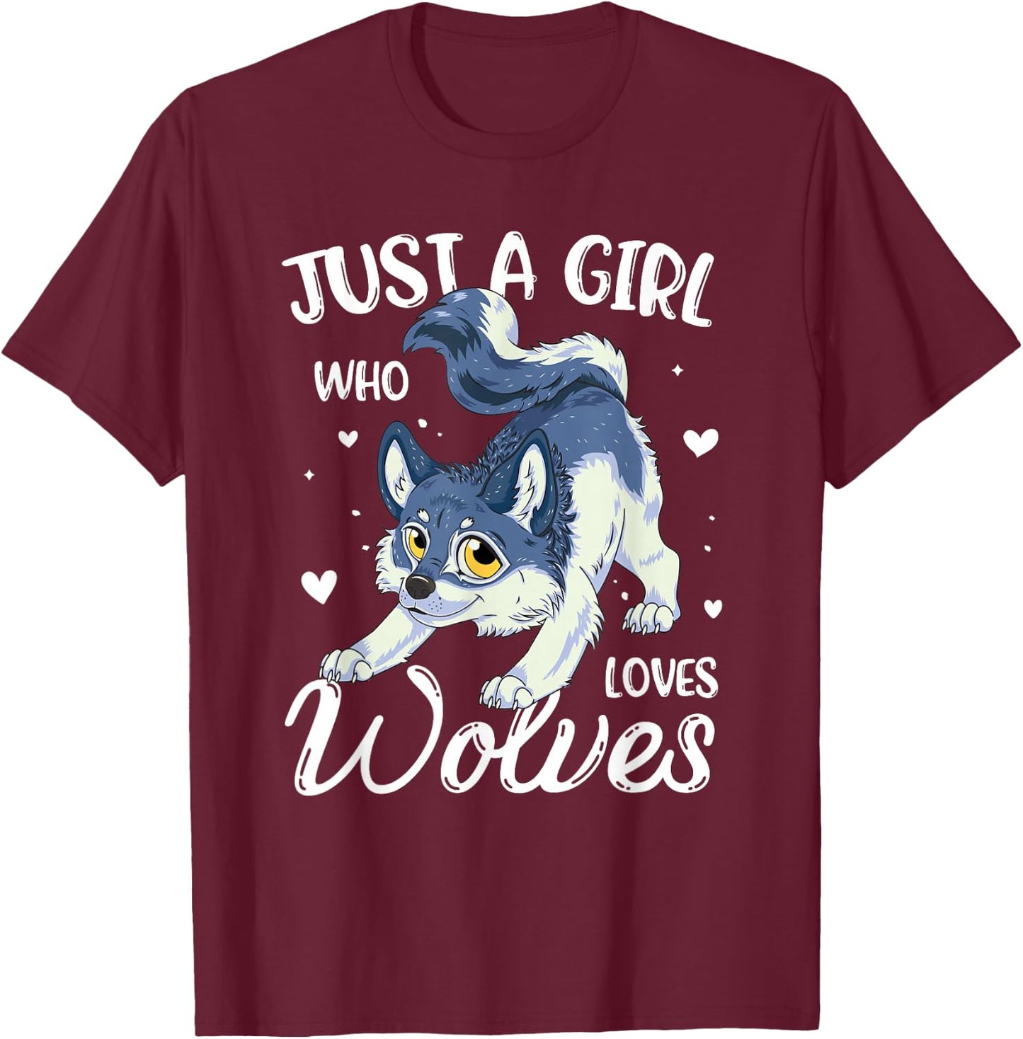 Just A Girl Who Loves Wolves Wolf Lover Women T-Shirt - T-Shirt | Maroon