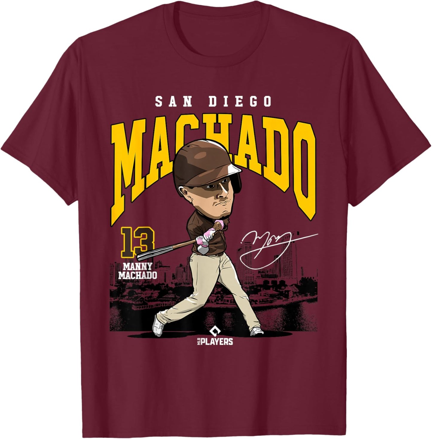 Manny Machado | San Diego Baseball MLB Players | MLBMAC4057 T-Shirt - T-Shirt | Maroon
