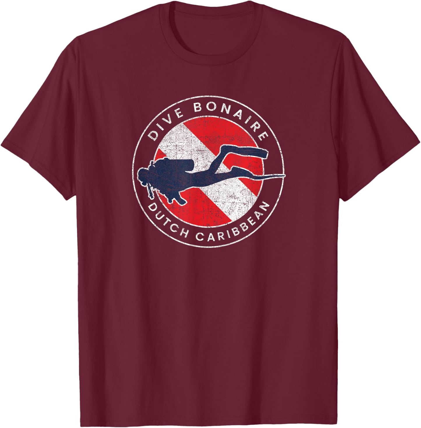 Retro Dive Bonaire Scuba Diver Vintage Dive Flag T-Shirt - T-Shirt | Maroon