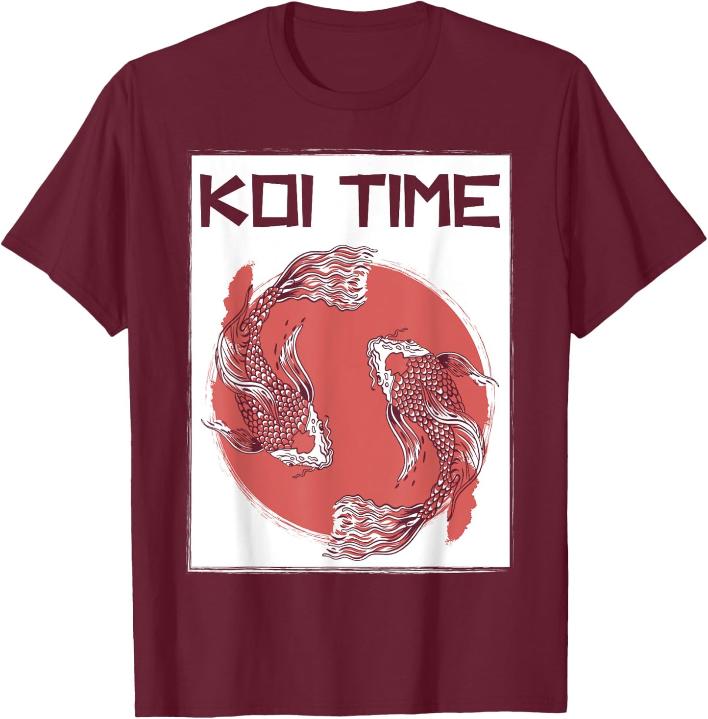 Koi Time Koi Fish Japanese Carp T-Shirt - T-Shirt | Maroon