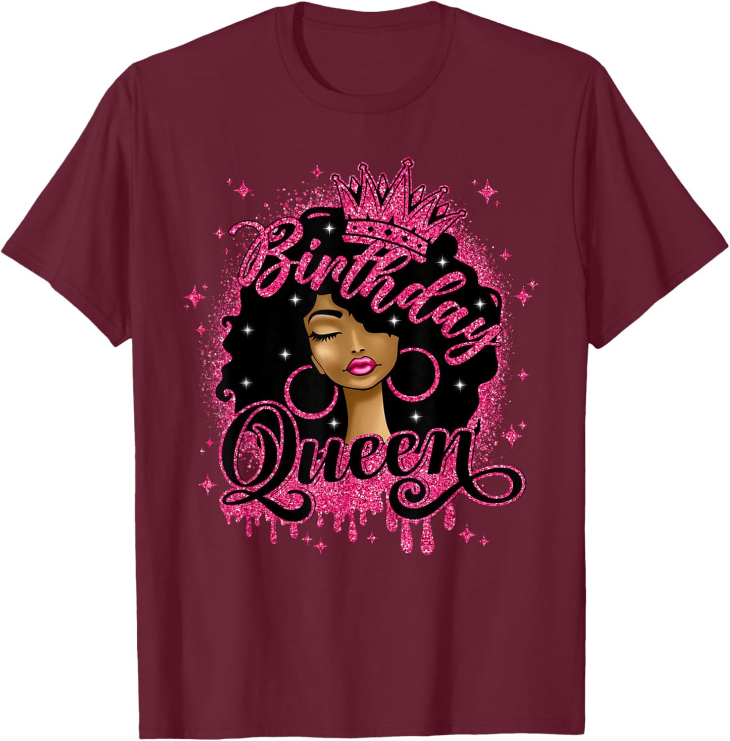 Birthday Queen Cute Curly Afro Black Women It's My Birthday T-Shirt - T-Shirt | Maroon