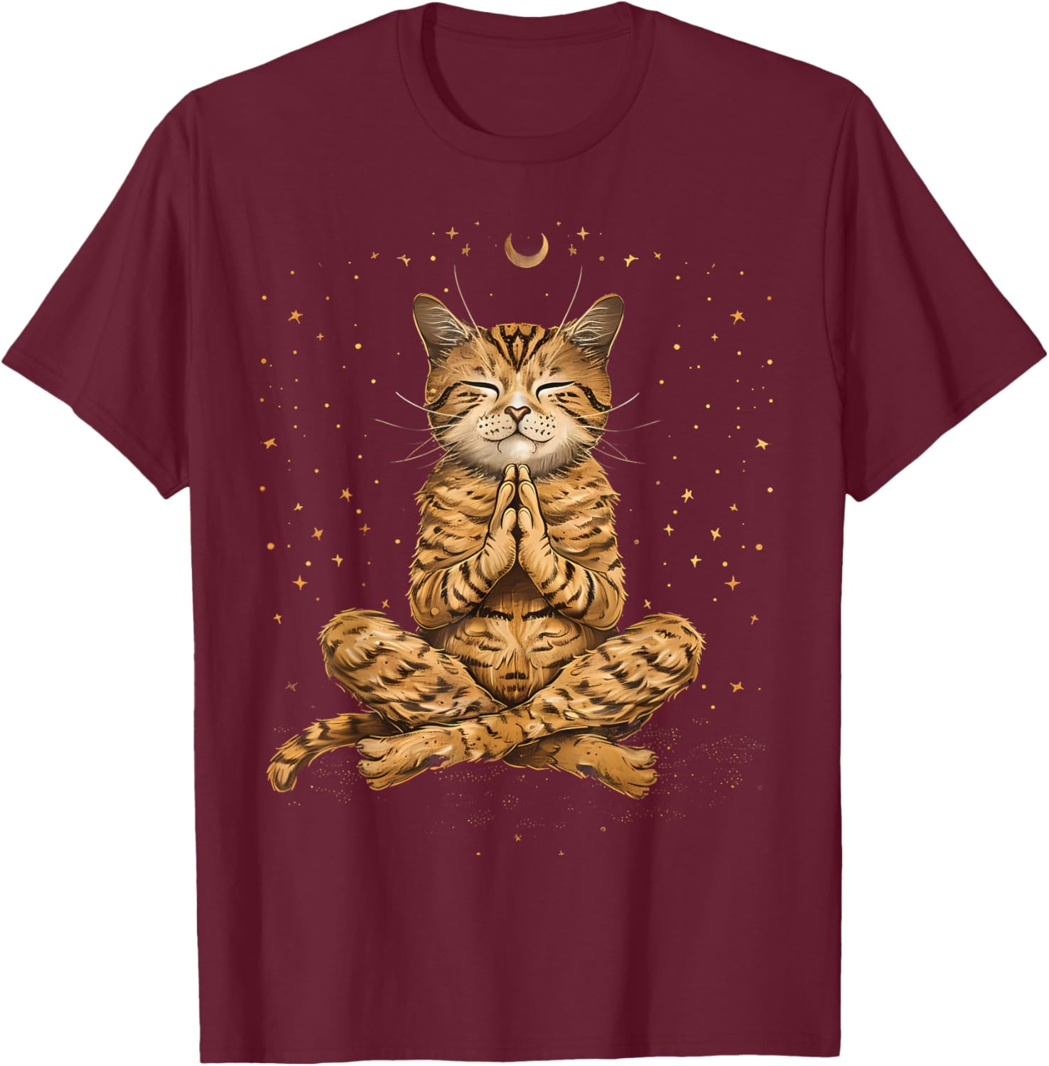 Cat Meditation Zen Buddha Spirituality Hindu Buddhist Women Kids T-Shirt - T-Shirt | Maroon