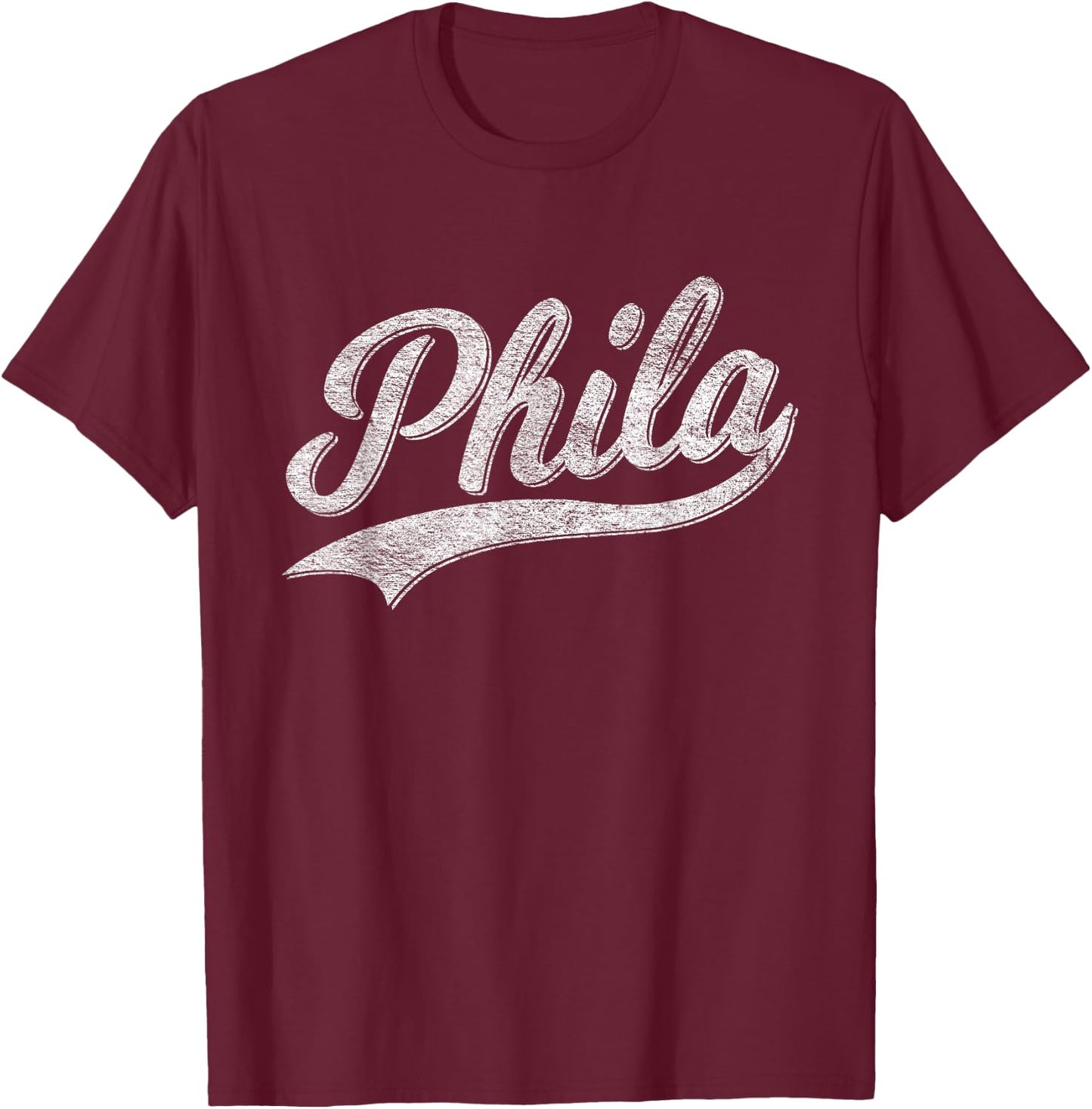 Philadelphia Phila Varsity Script Sports Jersey Style T-Shirt - T-Shirt | Maroon