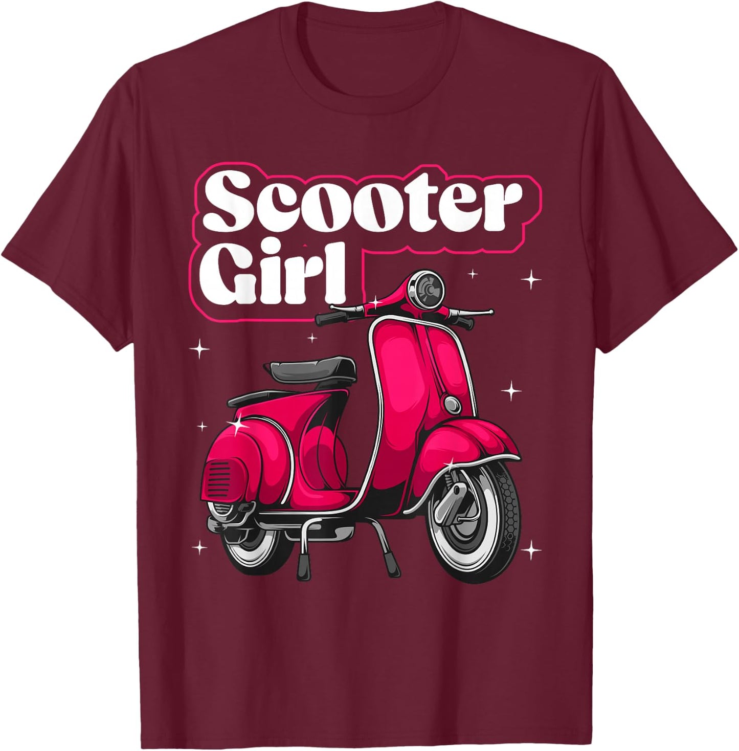 Funny Scooter Girl Art Kids Scooter Life Lover T-Shirt - T-Shirt | Maroon