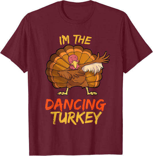 Dancing Turkey Matching Family Group Thanksgiving Party PJ T-Shirt - T-Shirt | Maroon