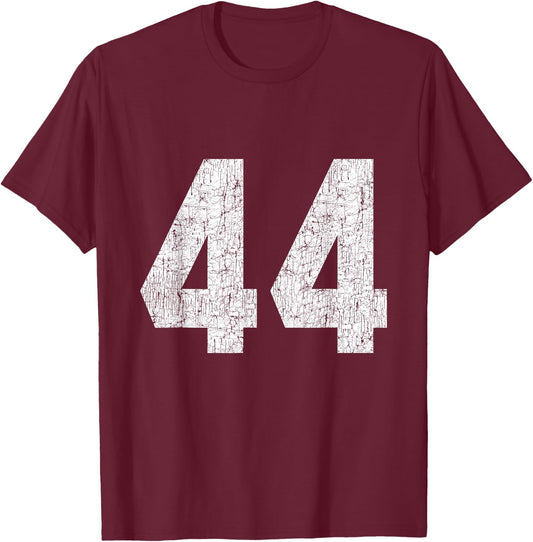 #44 Jersey Uniform Varsity Sports Number, 44th Birthday T-Shirt - T-Shirt | Maroon