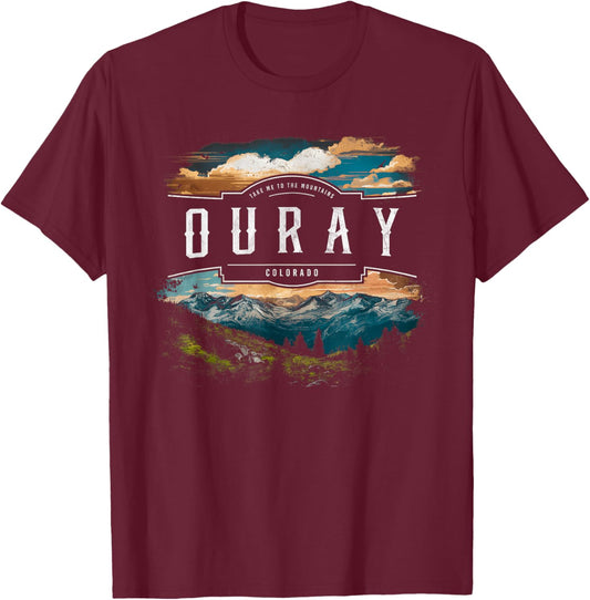 Ouray Mountains Colorado Hiking Outdoors Vintage T-Shirt - T-Shirt | Maroon