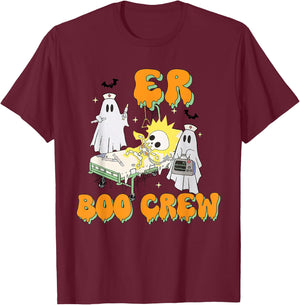 Retro ER Boo Crew Emergency Room Halloween ER Nurse Costume T-Shirt - T-Shirt | Maroon