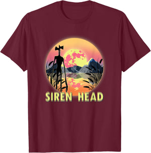 Cryptid Full Moon and Siren Head T-Shirt - T-Shirt | Maroon
