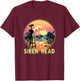 Cryptid Full Moon and Siren Head T-Shirt - T-Shirt | Maroon