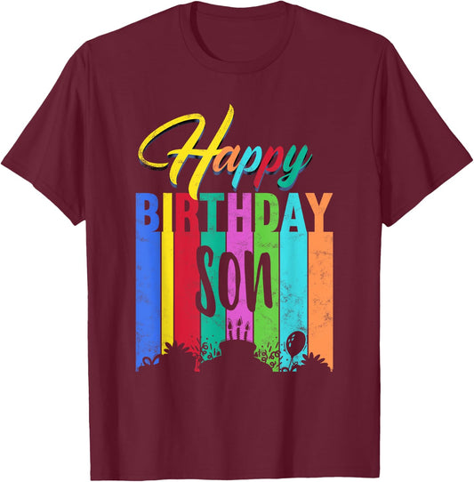 Happy Birthday Son Personalized Name Gift Custom B-day T-Shirt - T-Shirt | Maroon
