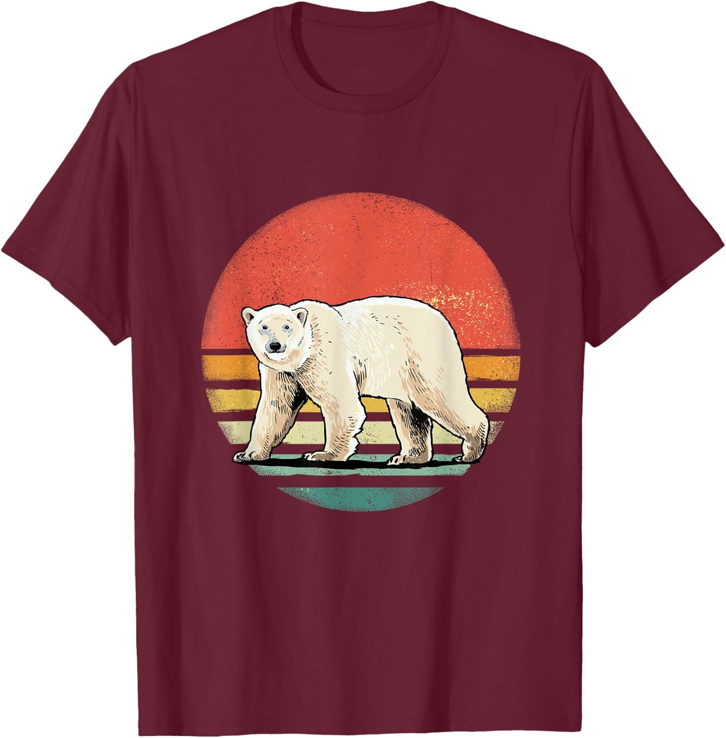 Vintage Polar Bear Retro Arctic Animal Bear Lover T-Shirt - T-Shirt | Maroon