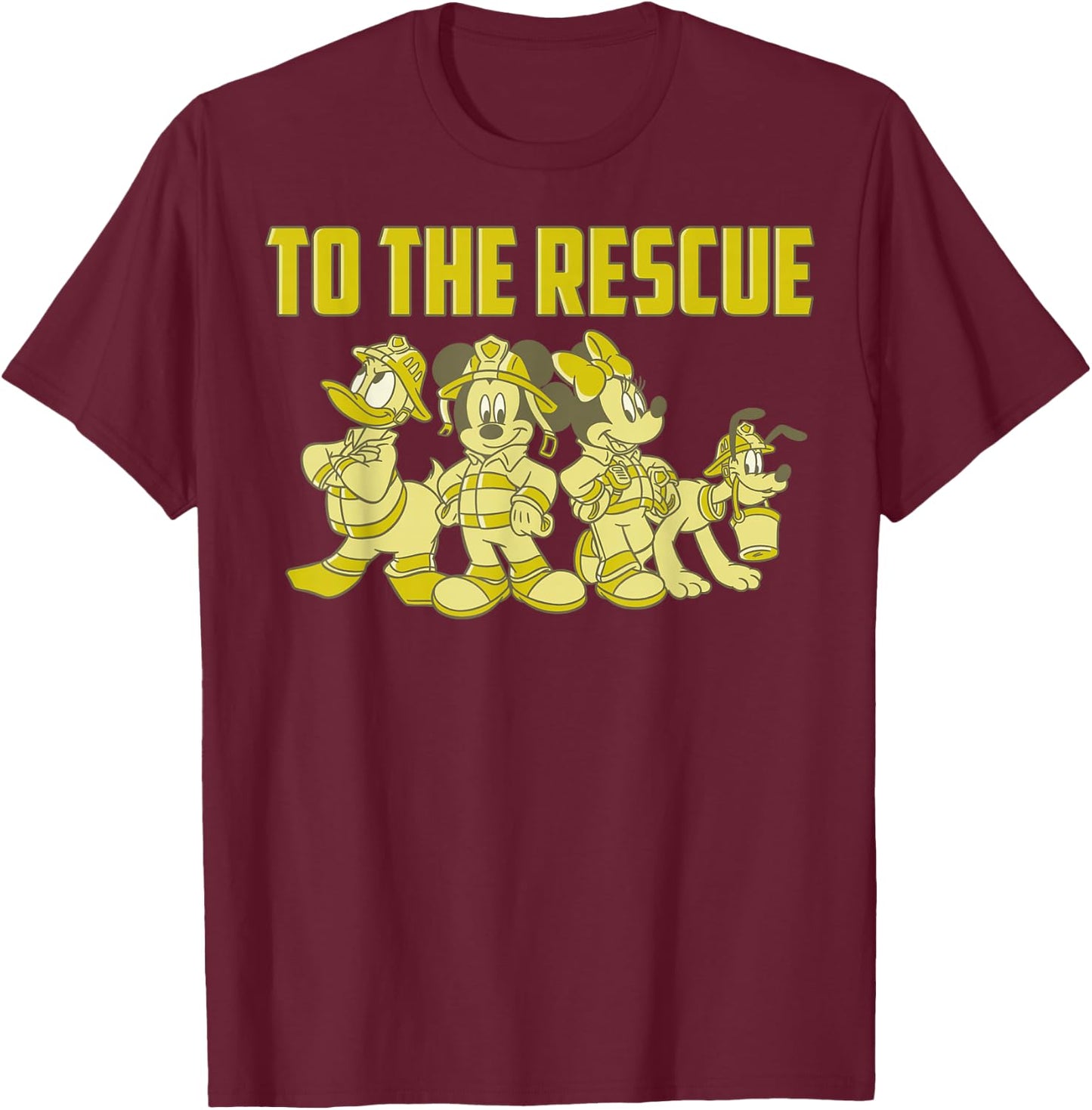 Disney Mickey And Friends Firefighters To The Rescue T-Shirt - T-Shirt | Maroon