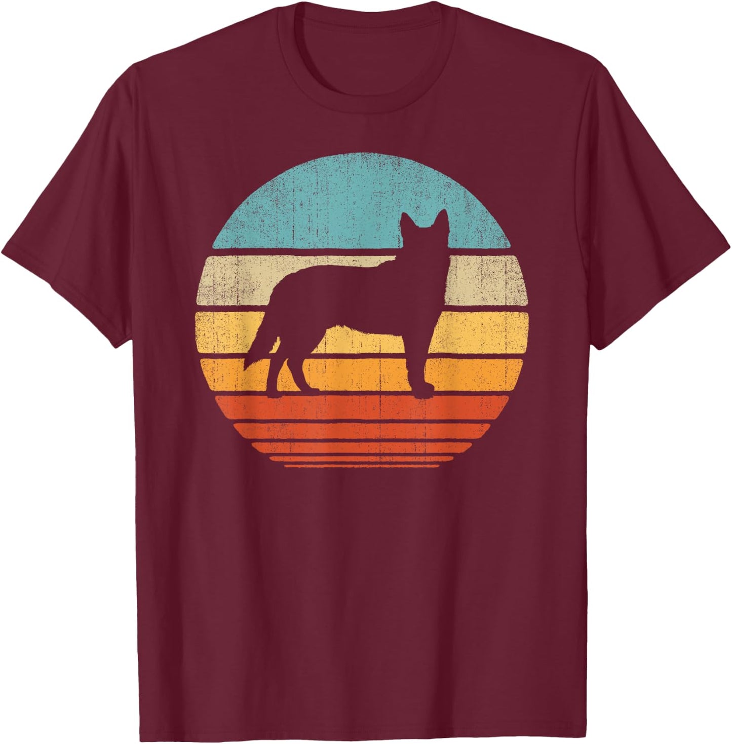 Blue Heeler Australian Cattle Dog Retro Vintage 70s Sunset T-Shirt - T-Shirt | Maroon