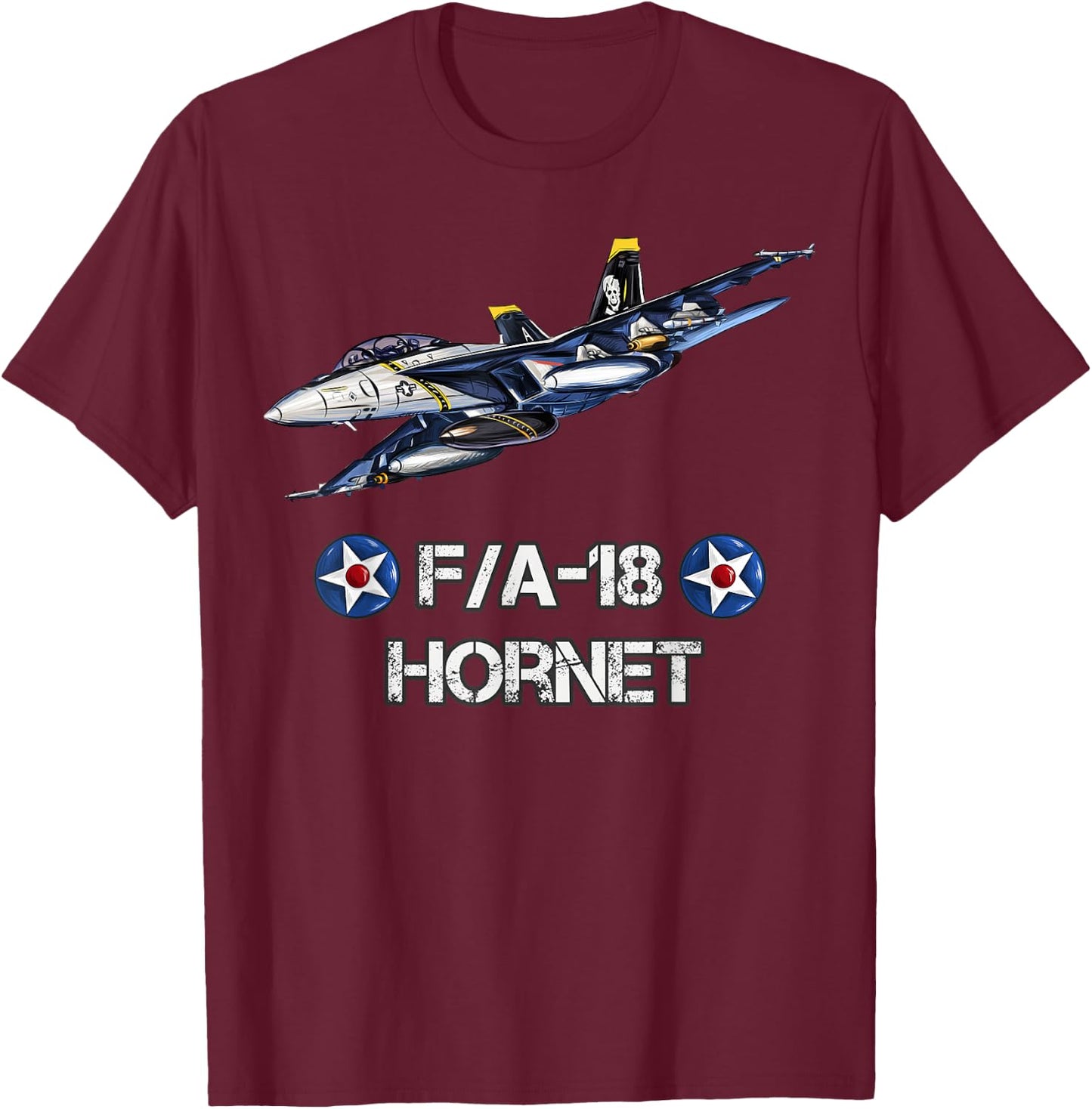 F-18 Hornet Fighter Jet Aviation Pilot Gift T-Shirt - T-Shirt | Maroon