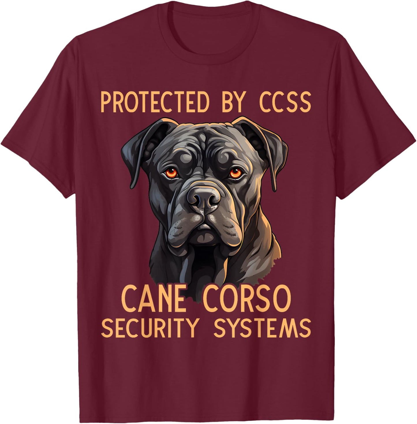 Black Corso Italiano Owner Plush Collar Dog Cane Corso T-Shirt - T-Shirt | Maroon