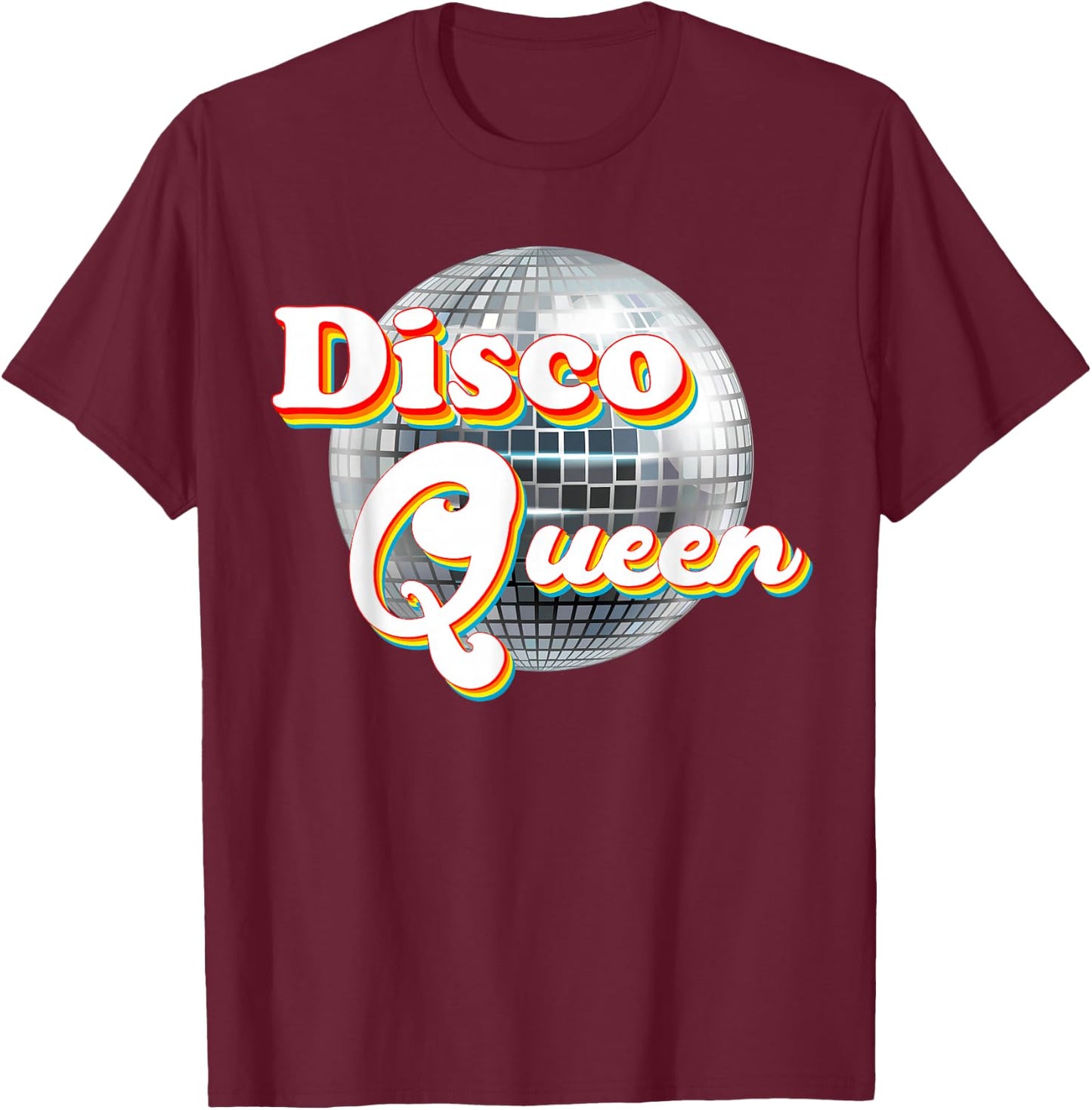 Disco Queen - 70's Disco Themed Vintage Seventies Costume T-Shirt - T-Shirt | Maroon