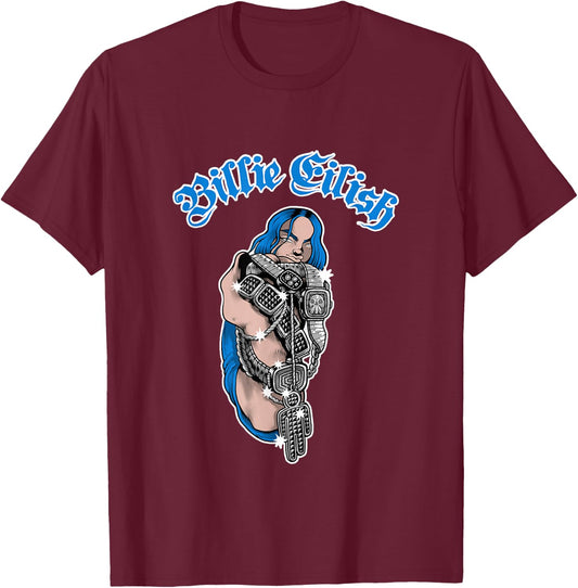 Billie Eilish Official Bling T-Shirt - T-Shirt | Maroon