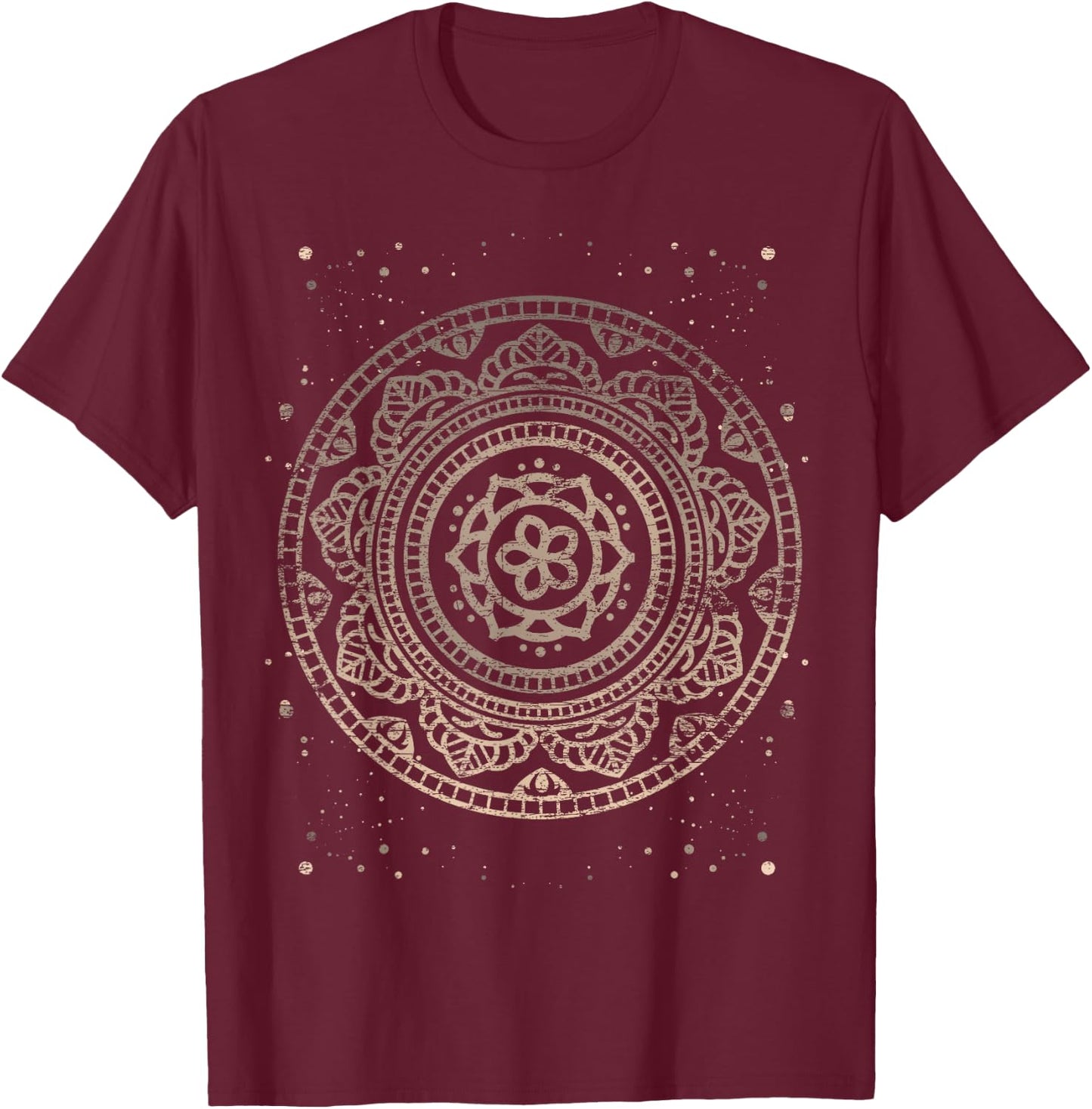 Sacred Fractal Geometry Vintage Mandala T-Shirt - T-Shirt | Maroon