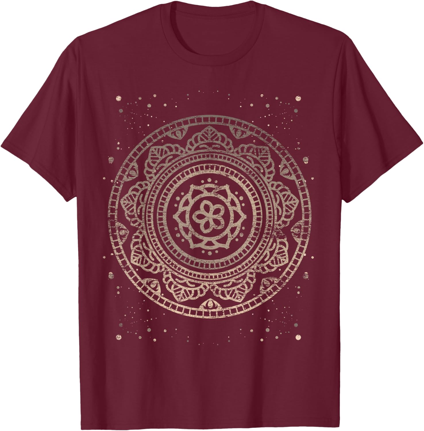 Sacred Fractal Geometry Vintage Mandala T-Shirt - T-Shirt | Maroon