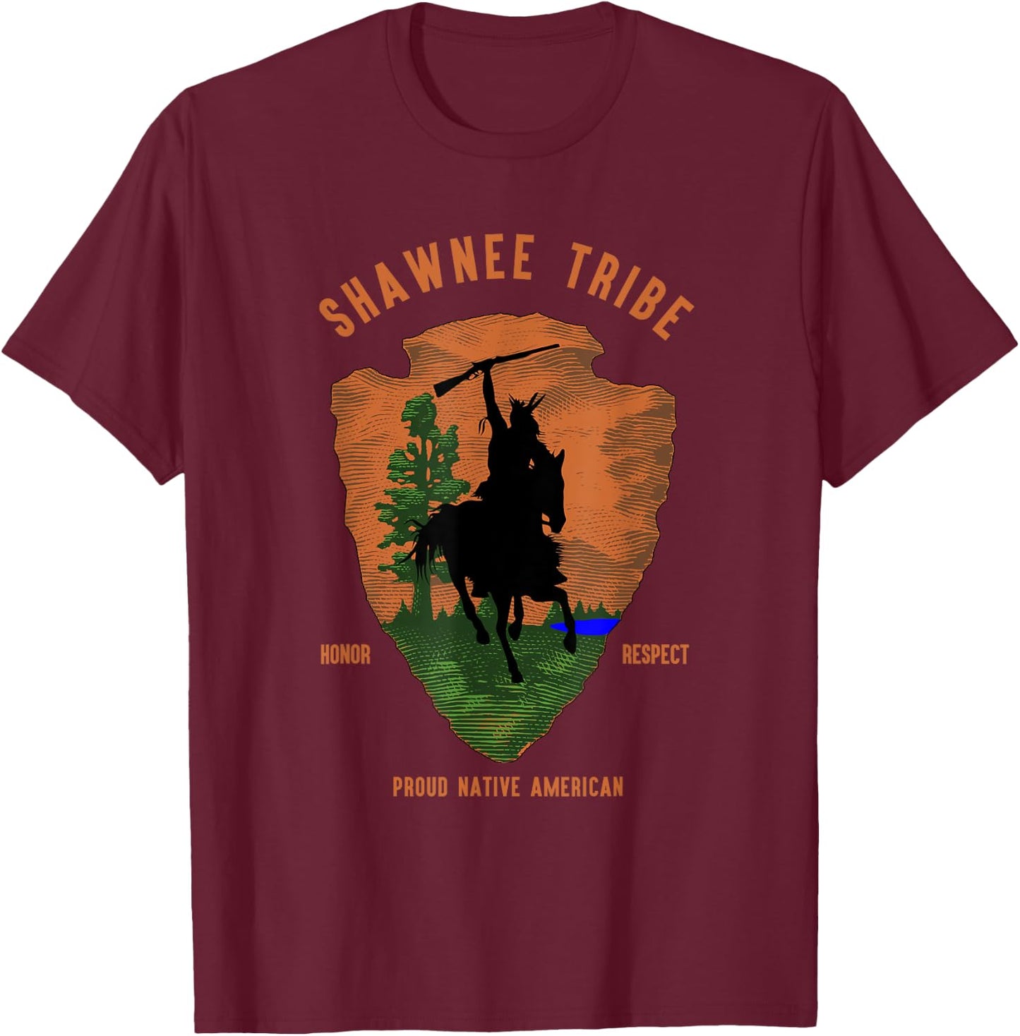 Shawnee Tribe Native American Honor Respect Vintage Arrow T-Shirt - T-Shirt | Maroon