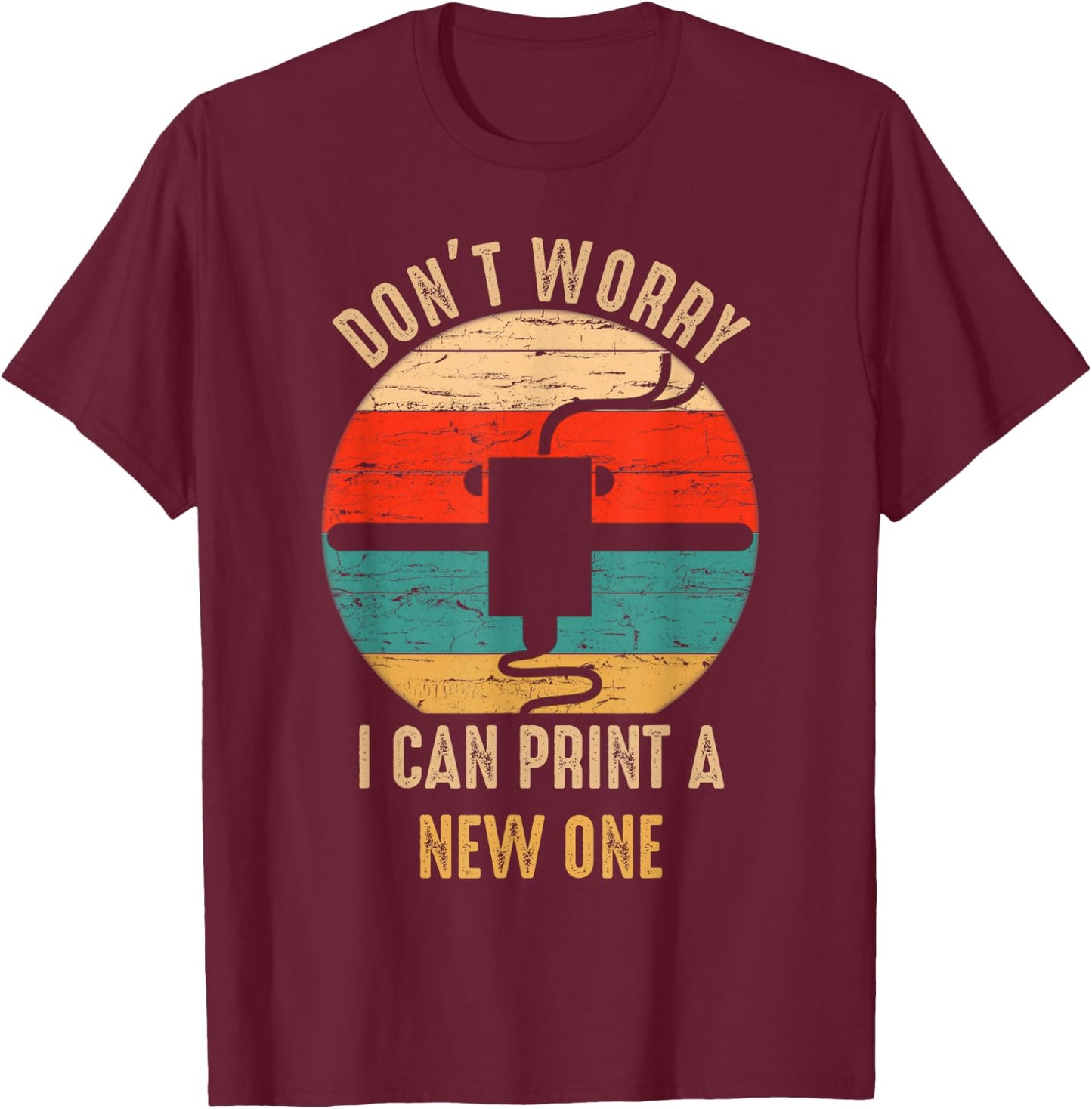 Vintage Retro 3D Printer Gift for Geeks T-Shirt - T-Shirt | Maroon