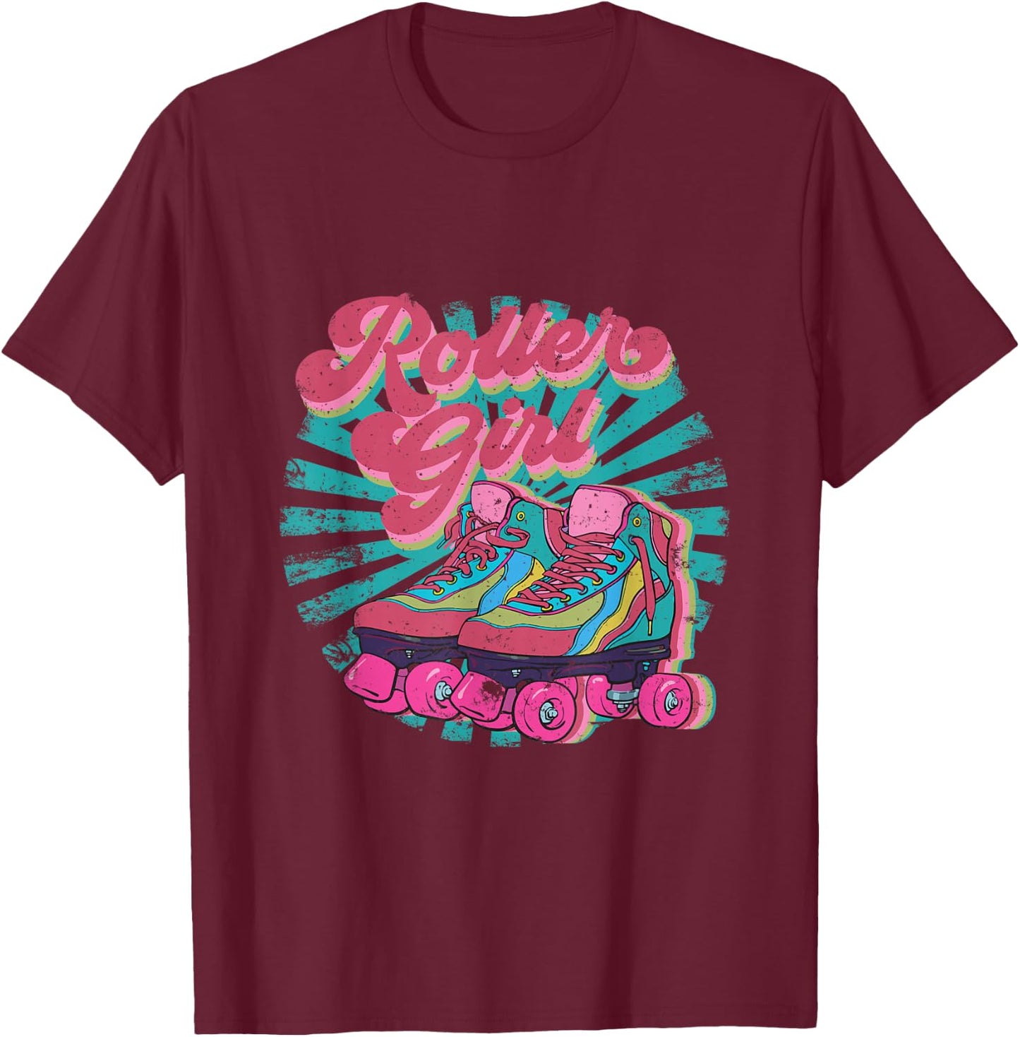 Roller Skate Skating 70s Retro Shirt Gift T-Shirt - T-Shirt | Maroon