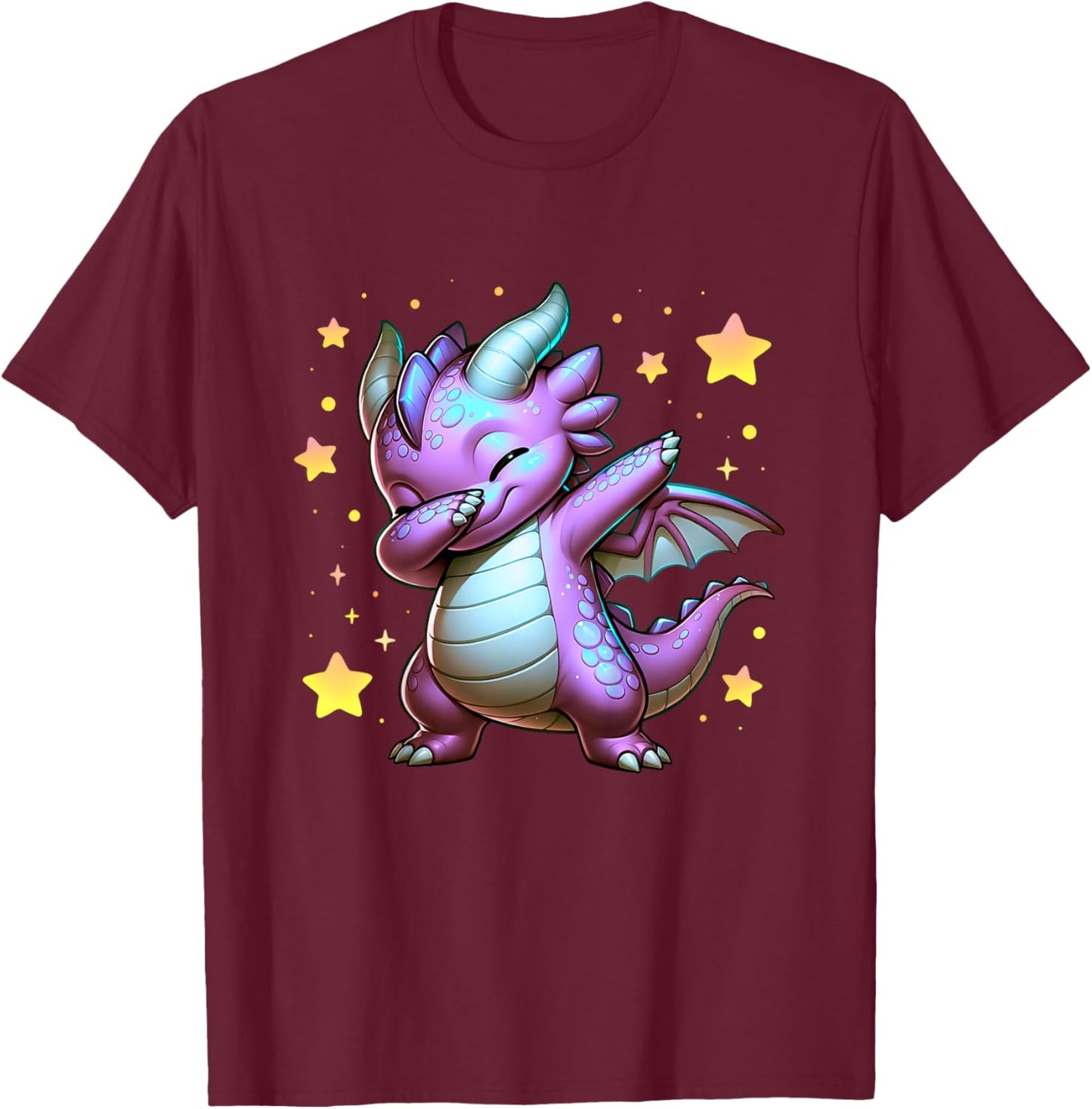 Kids Dragon Dabbing Cute Ren Faire Graphic Toddler Girl Boy Funny T-Shirt - T-Shirt | Maroon