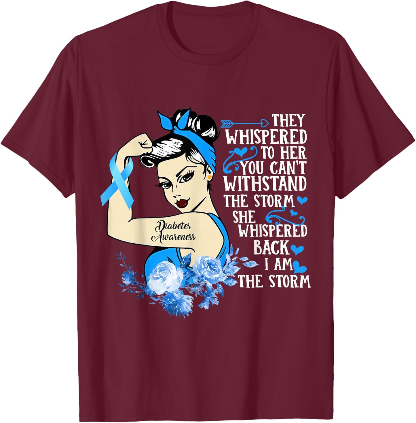 Diabetes Awareness Month Gift Powerful Warrior Women T-Shirt - T-Shirt | Maroon