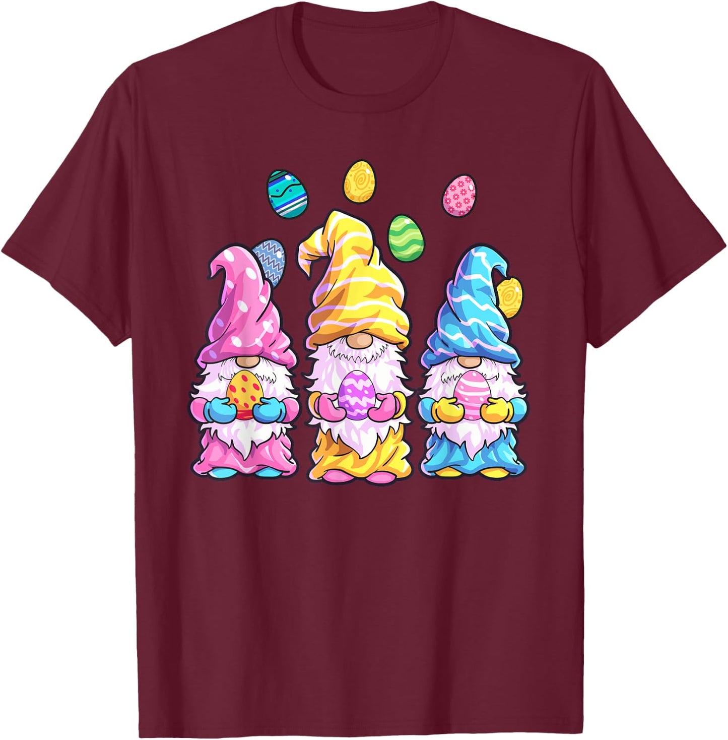 Gnome Easter Shirt Women Easter Outfit Easter Girls T-Shirt - T-Shirt | Maroon