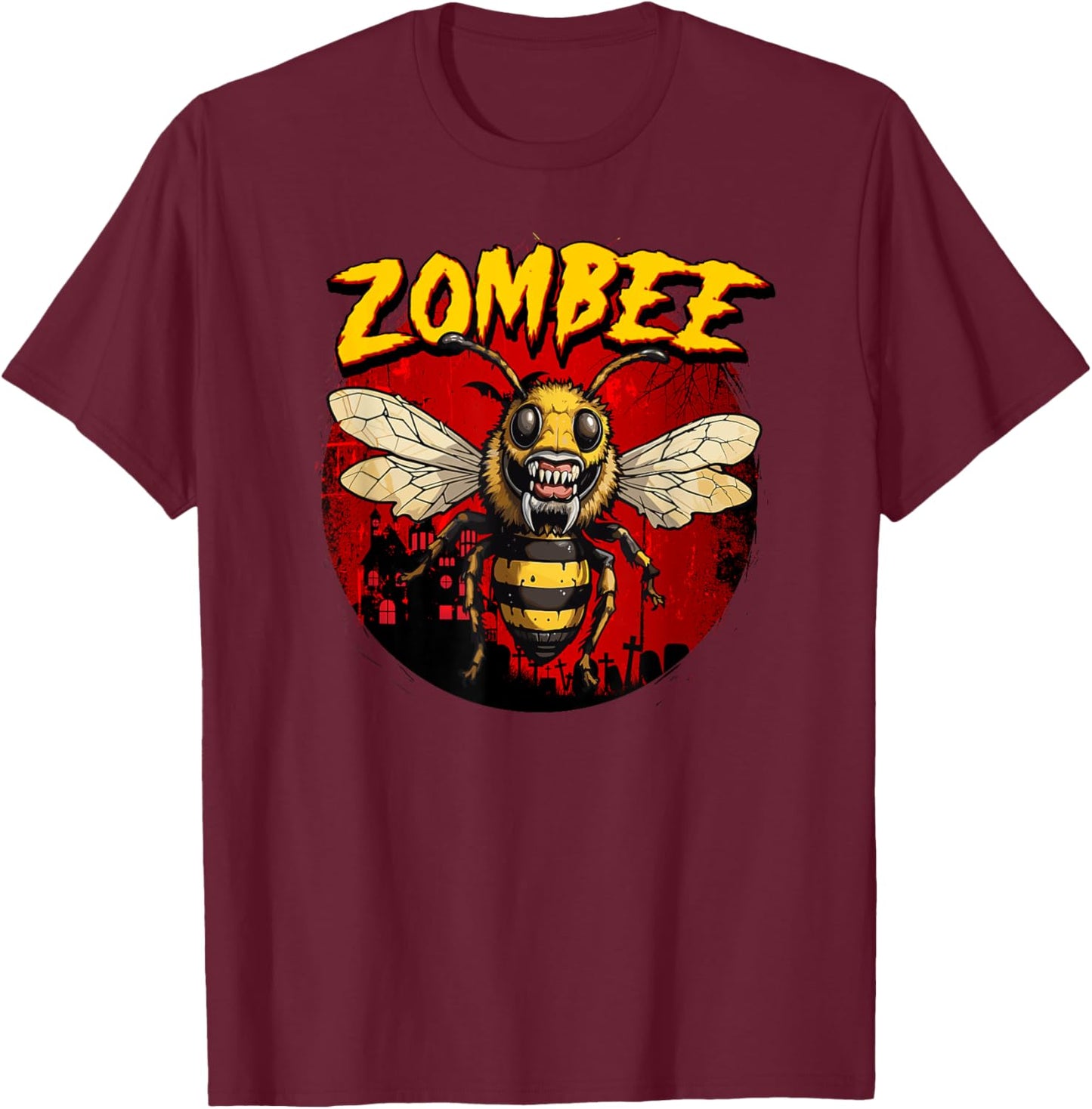 Zombee Zombie Bee Spooky Halloween Bee Costume T-Shirt - T-Shirt | Maroon