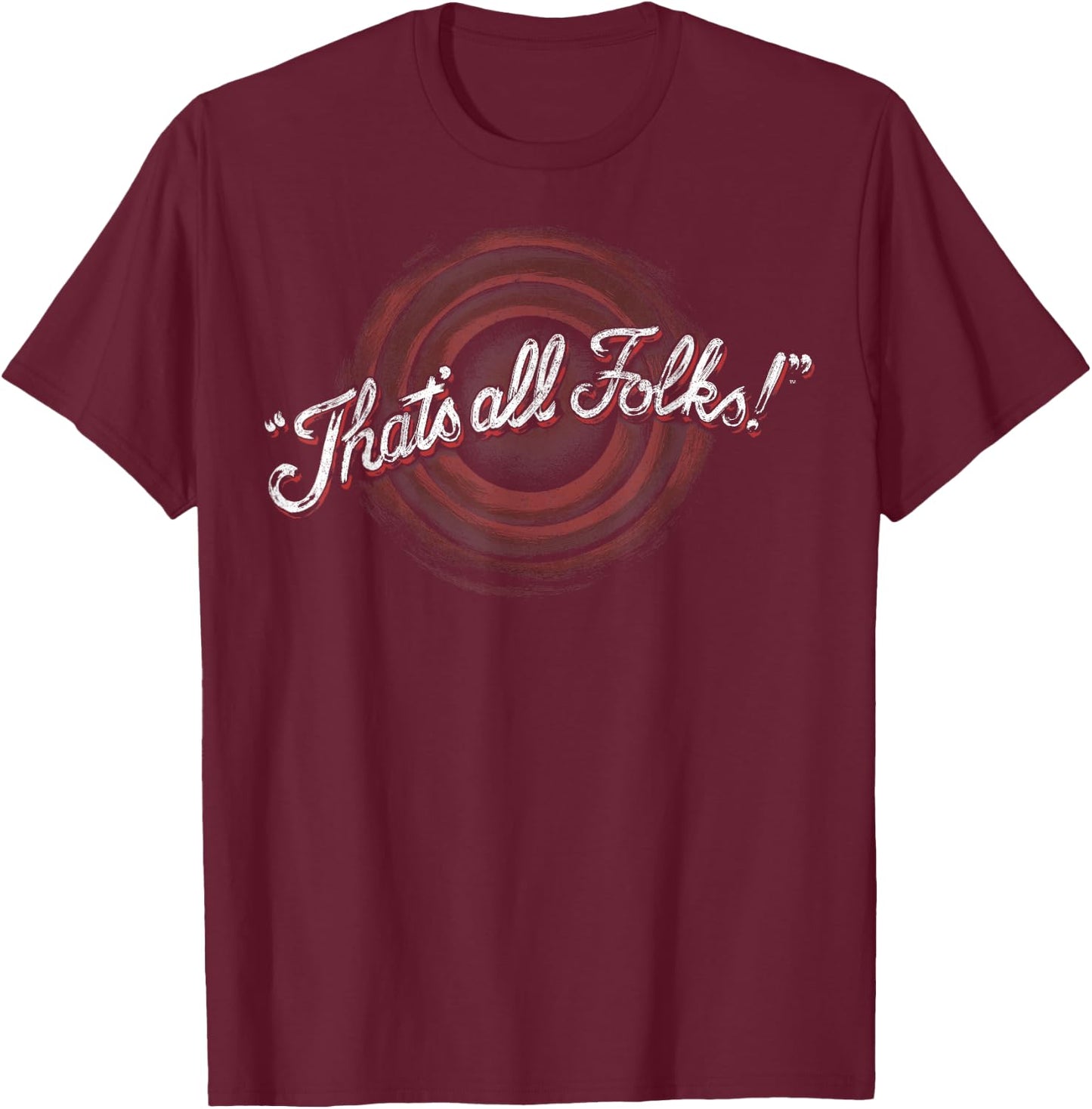 Looney Tunes Classic Thats All Folks T-Shirt - T-Shirt | Maroon
