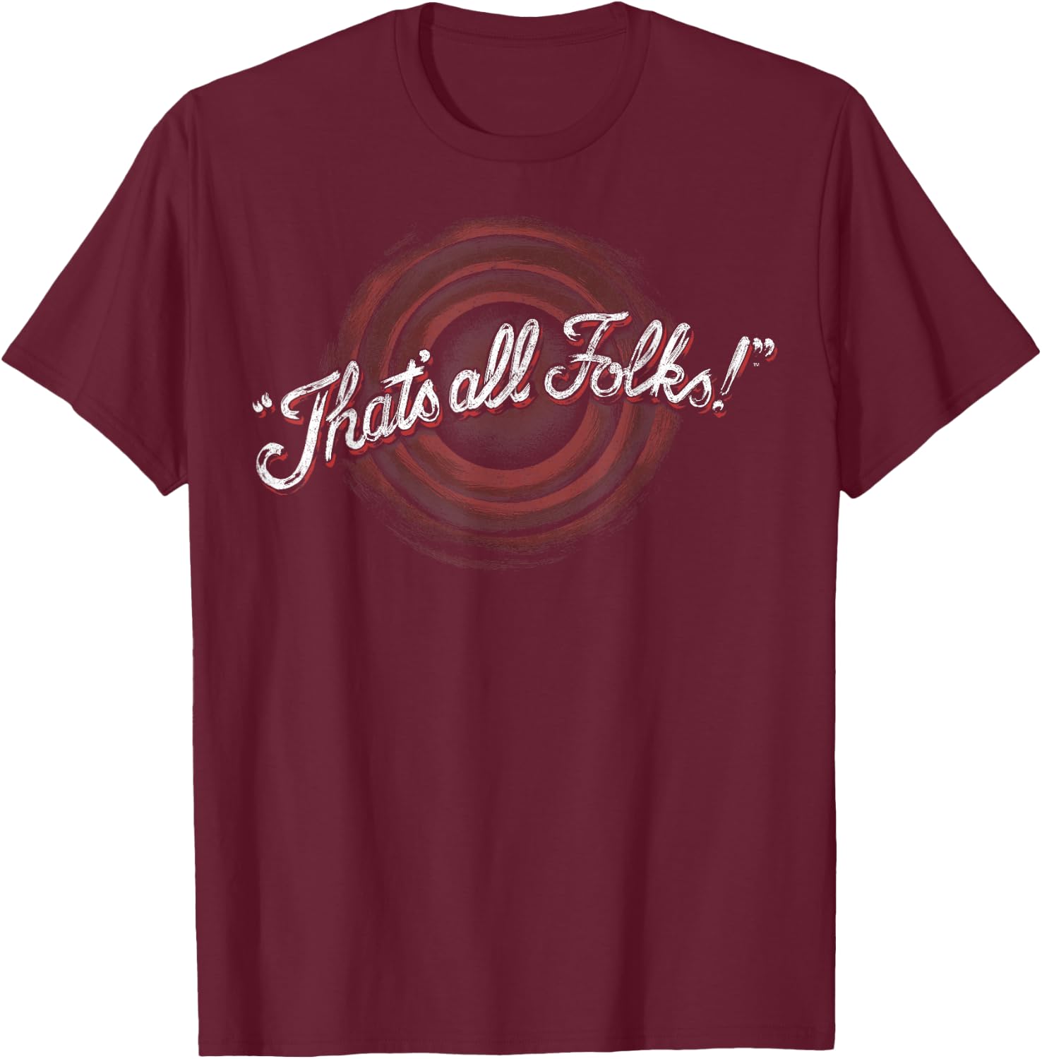 Looney Tunes Classic Thats All Folks T-Shirt - T-Shirt | Maroon