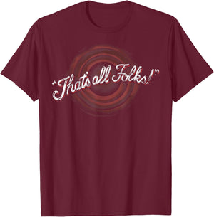 Looney Tunes Classic Thats All Folks T-Shirt - T-Shirt | Maroon