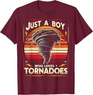 Just a Boy who loves Tornadoes Storm Chaser Meteorology T-Shirt - T-Shirt | Maroon