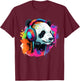 Panda Bear DJ with Headphones and Sunglasses Grafitti T-Shirt - T-Shirt | Maroon