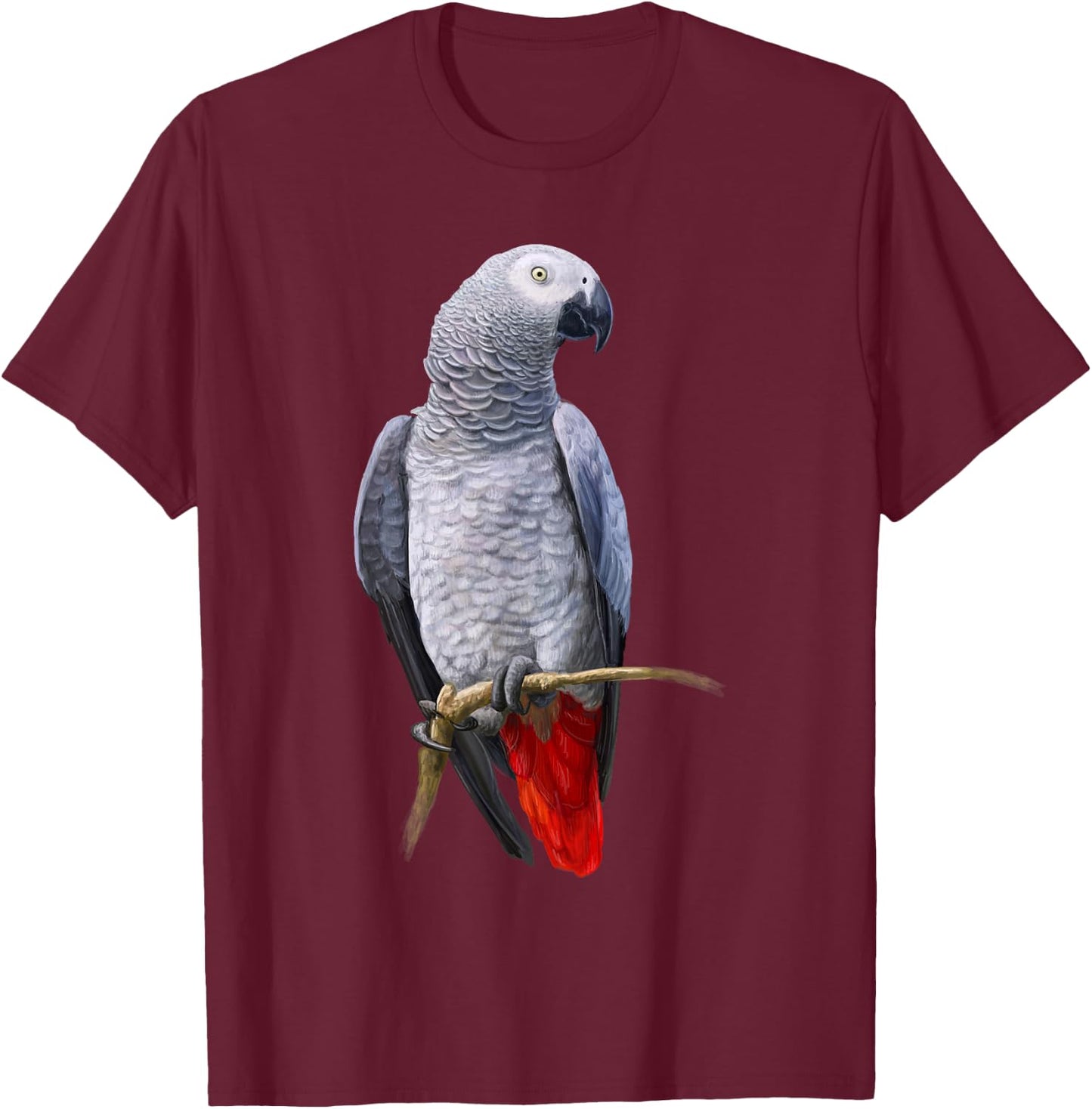 Beautiful African Grey Parrot T-Shirt - T-Shirt | Maroon