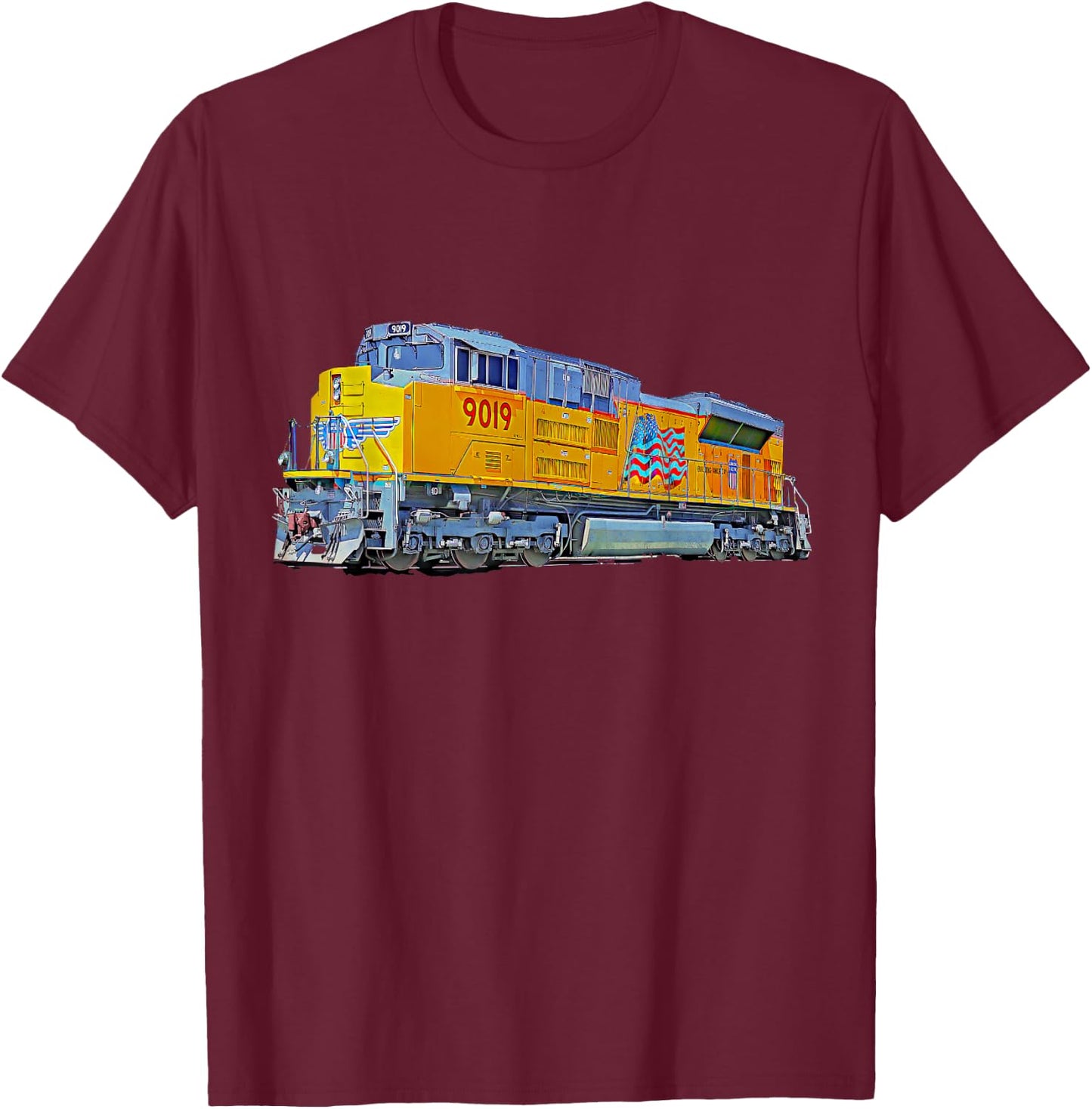 Freight Train Union Pacific Engine T-Shirt - T-Shirt | Maroon