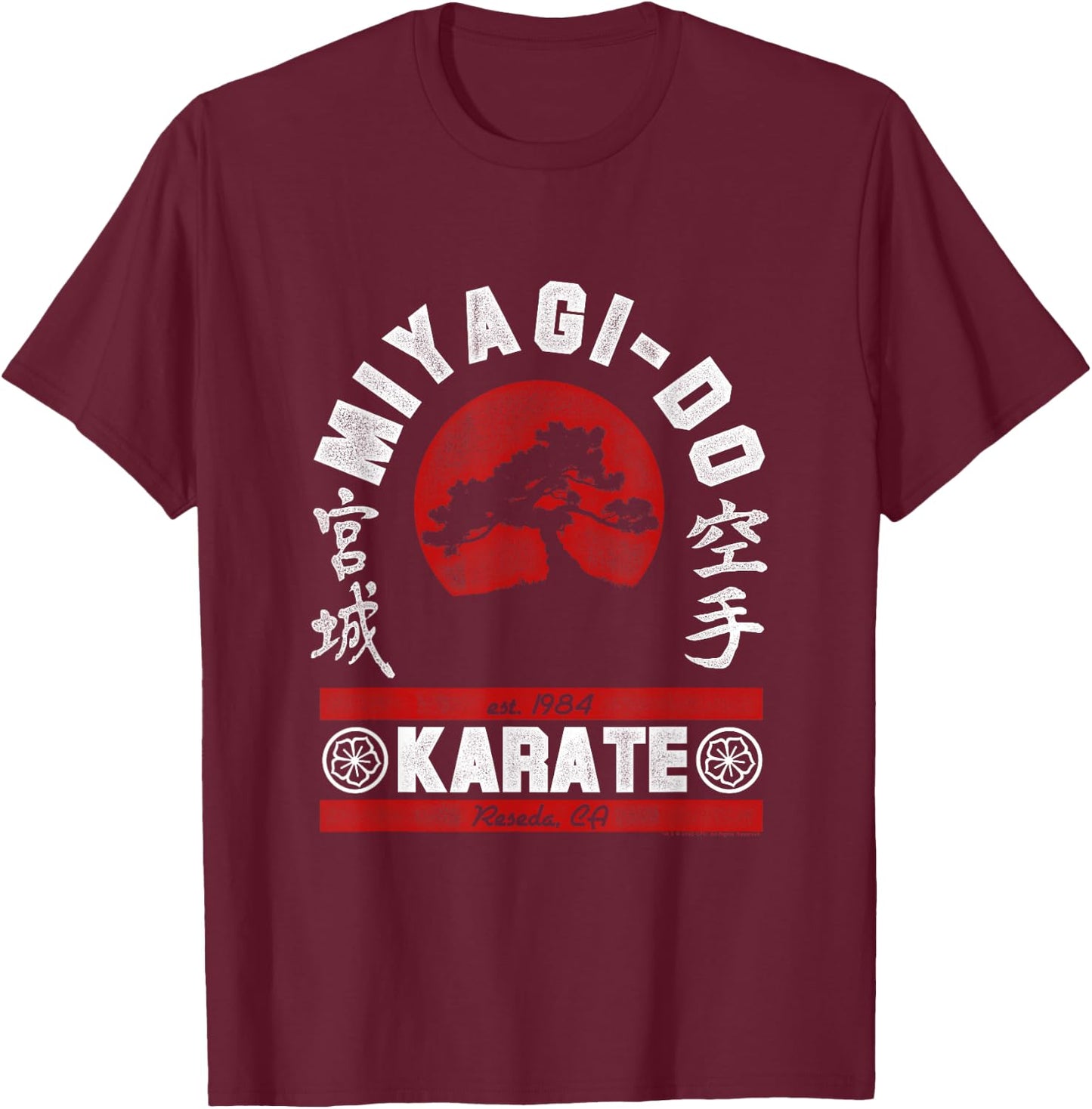 The Karate Kid Miyagi-Do Arched Tree Logo Retro Movie T-Shirt - T-Shirt | Maroon