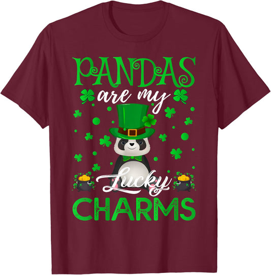 Pandas Are My Lucky Charms Panda St. Patrick's Day T-Shirt - T-Shirt | Maroon