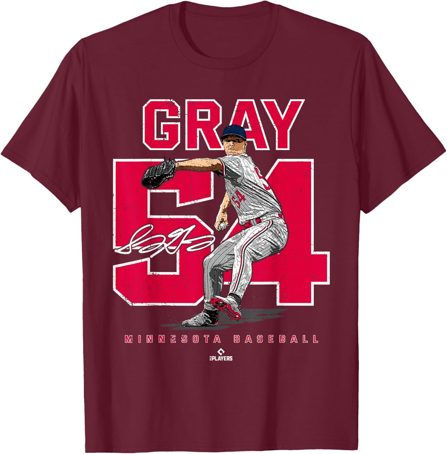 Number and Portrait Sonny Gray Minnesota MLBPA T-Shirt - T-Shirt | Maroon