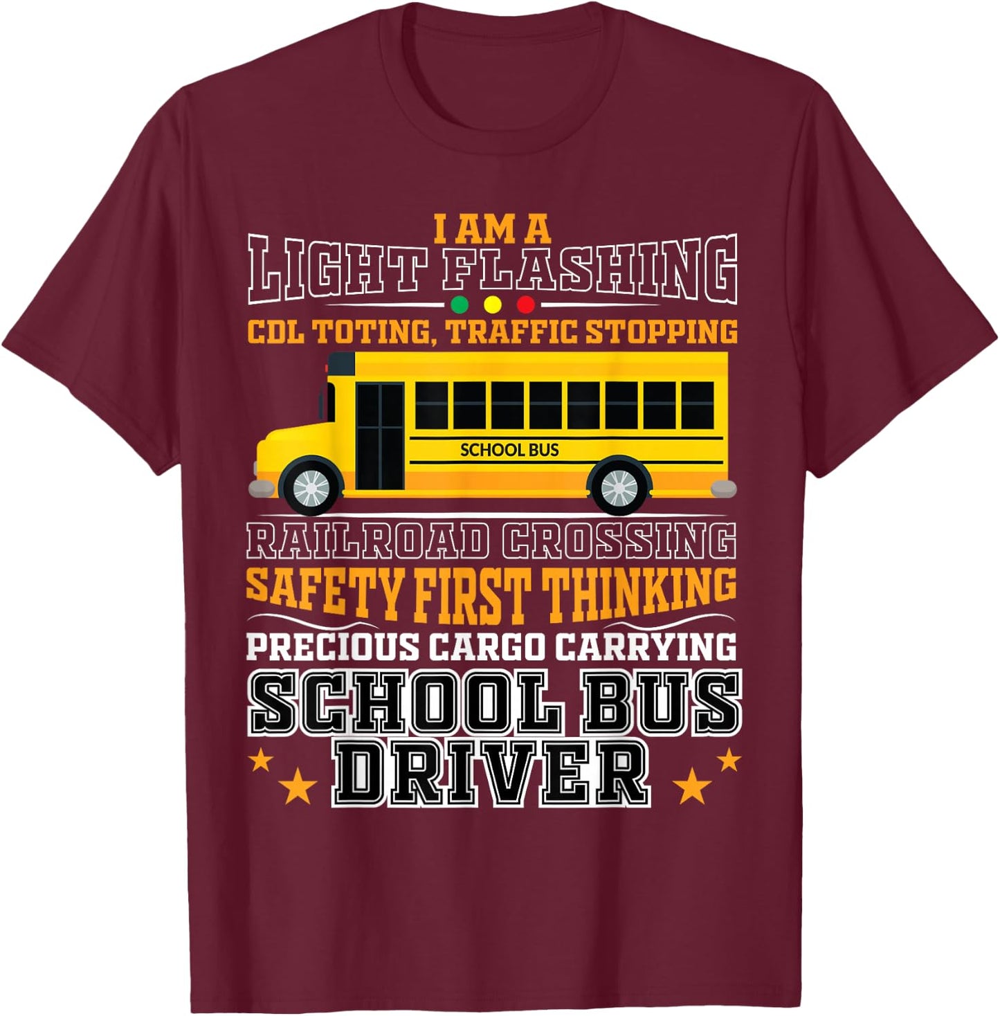 Railroad Crossing School Bus Driver Design for a Bus Driver T-Shirt - T-Shirt | Maroon