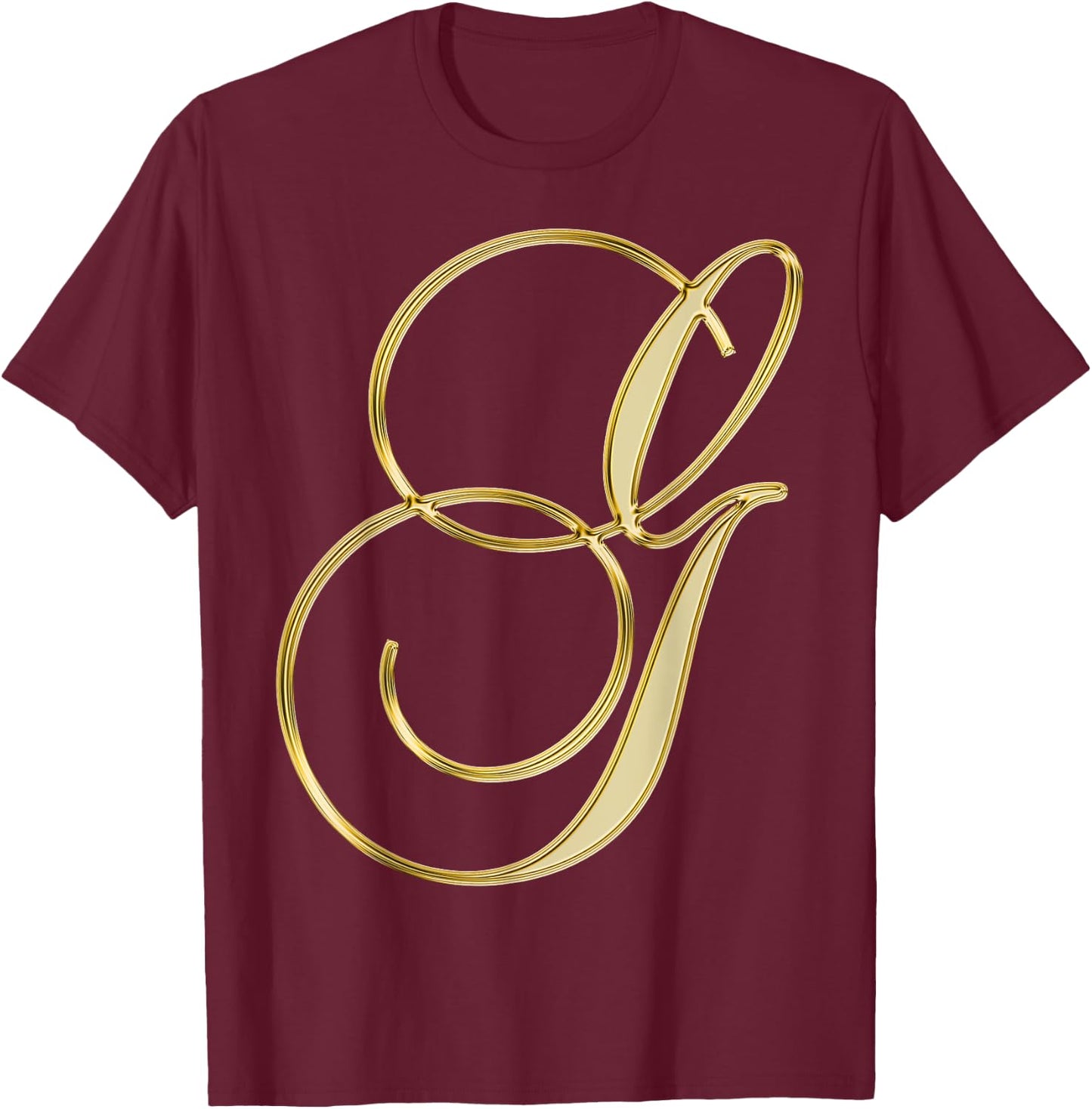 Monogram Initial Letter G T-Shirt - T-Shirt | Maroon