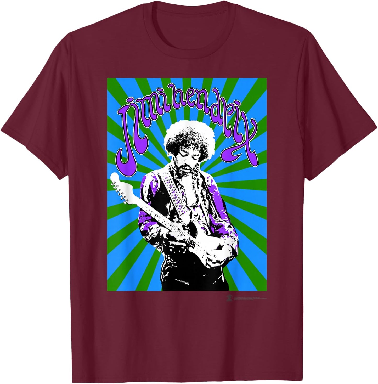 Jimi Hendrix Official Black Spiral T-Shirt - T-Shirt | Maroon