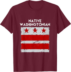 DC, Native Washingtonian! Vintage Hometown Washington D.C T-Shirt - T-Shirt | Maroon