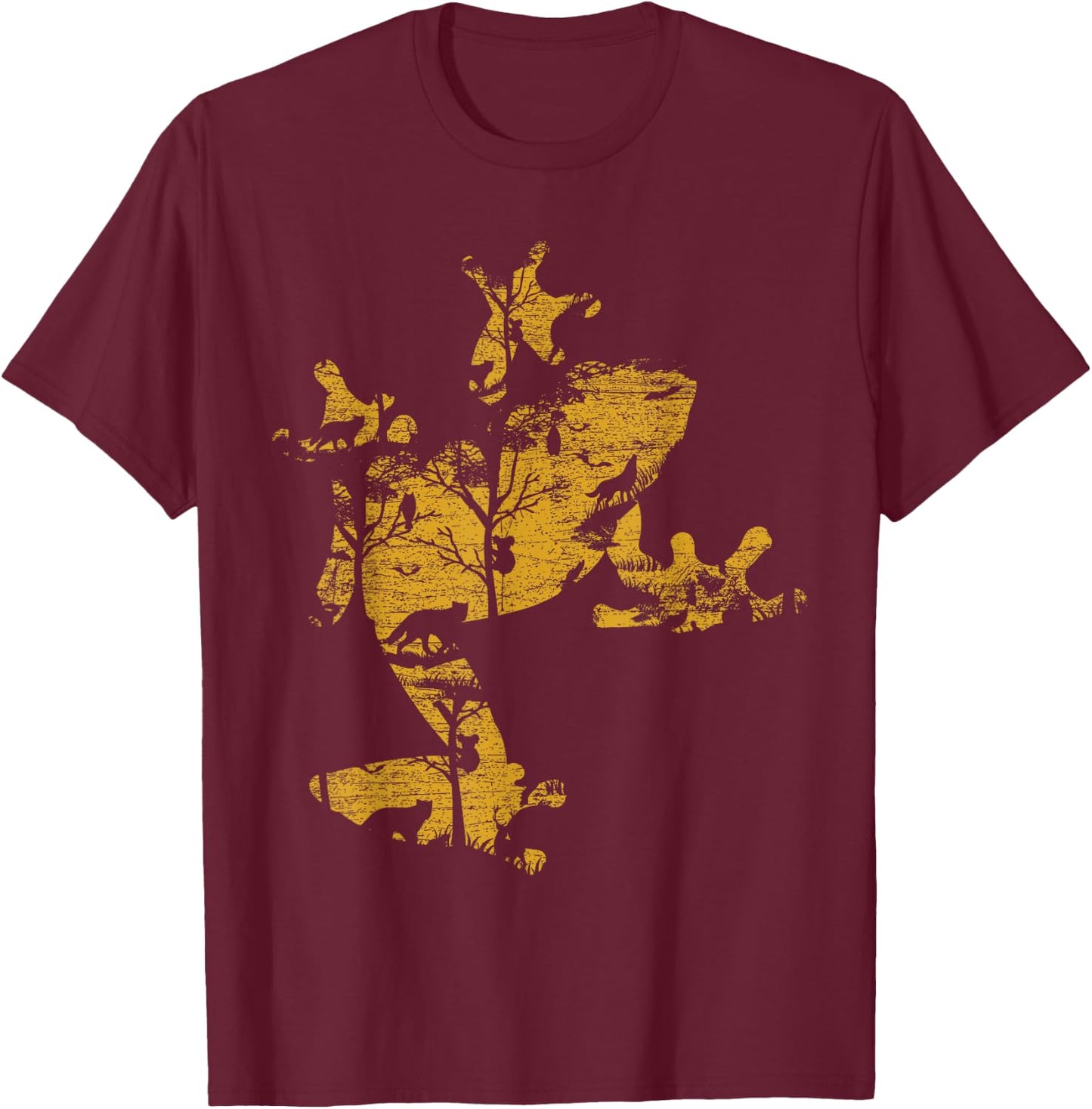 Silhouette Frog T-Shirt - T-Shirt | Maroon