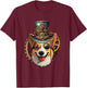 Victorian Steampunk Corgi, Funny Corgi T-Shirt - T-Shirt | Maroon