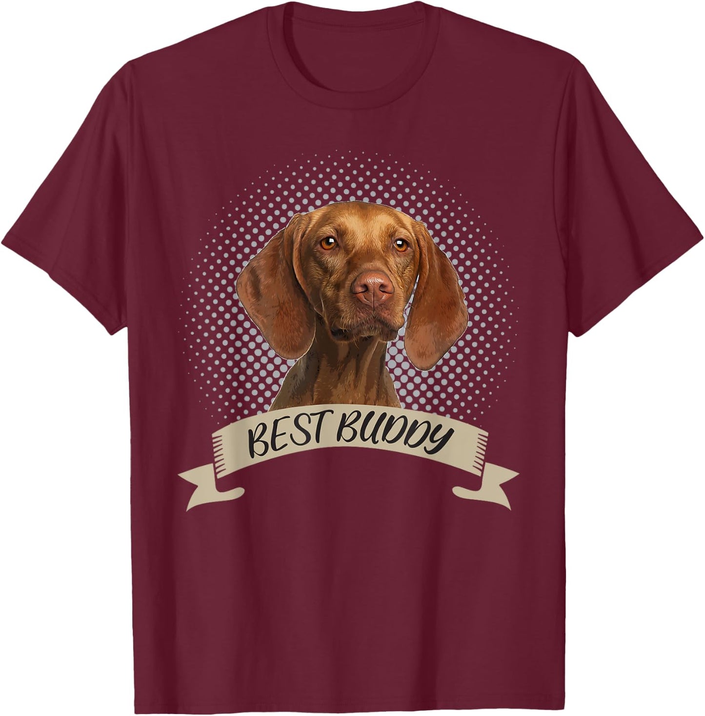 Short Haired Hungarian Magyar Vizsla Best Buddy Portrait T-Shirt - T-Shirt | Maroon